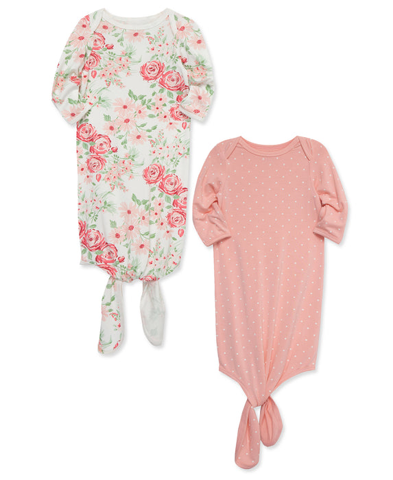Little Me Lush Floral 2 Pack Knot Gown Set