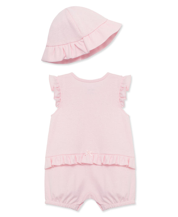 Little Me Pink Daisies Romper with Hat