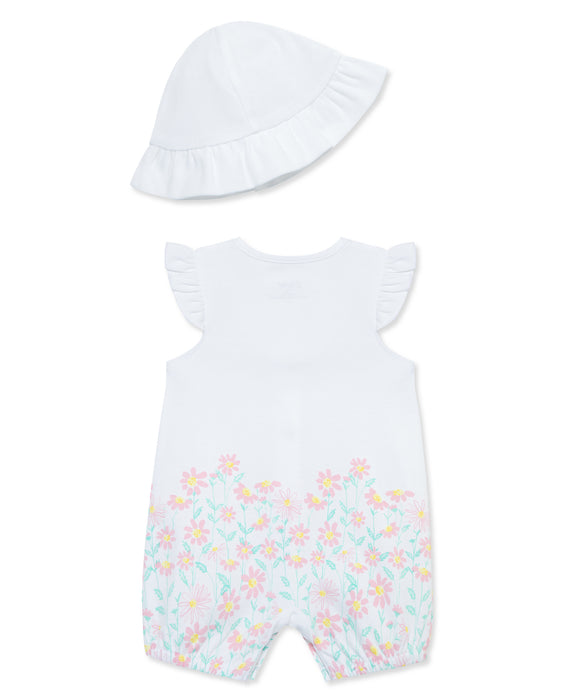 Little Me White Meadow Romper with Hat