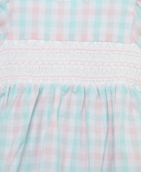 Little Me White/Pink Smocked Dress with Bloomer and Headband