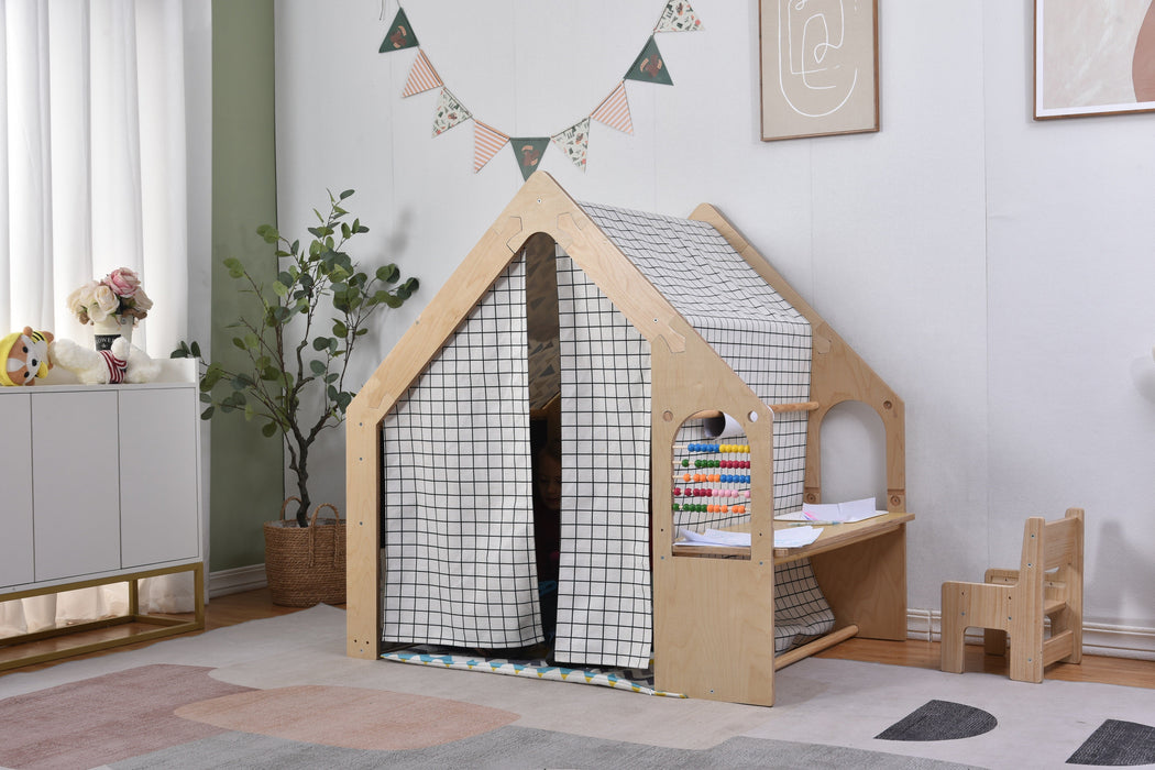 Avenlur Flair - Wooden 5 In 1 Indoor Playhouse Play Tent with Desk Table