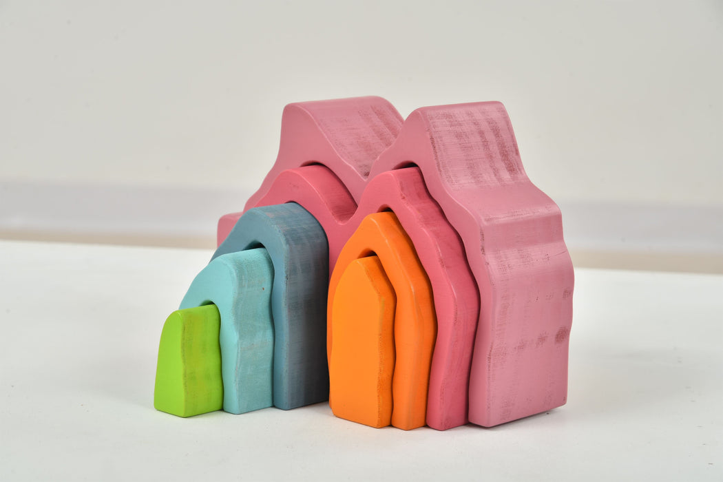 Avenlur Wooden Mountain Rainbow Stacker Toy Puzzle Blocks