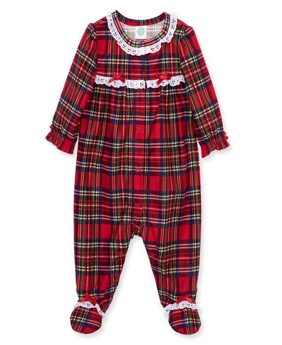 Little Me Girl Plaid Footie