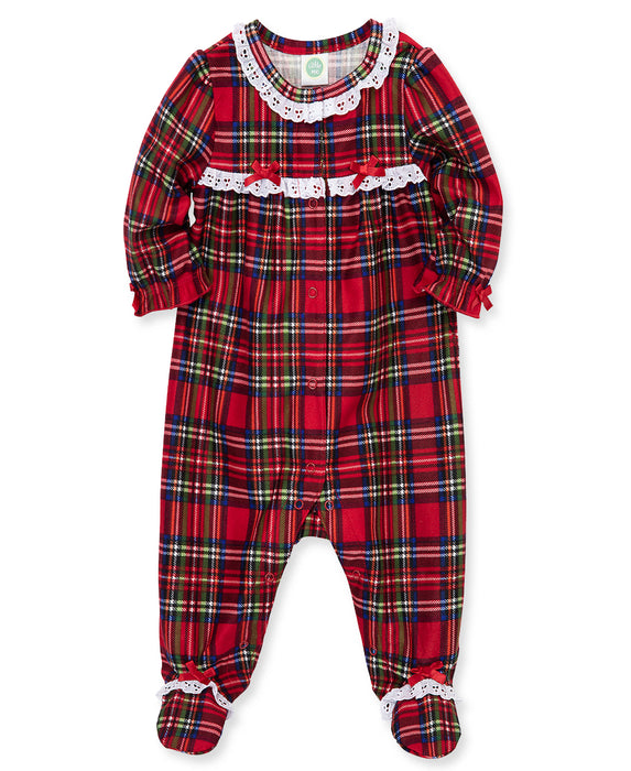 Little Me Girl Plaid Footie