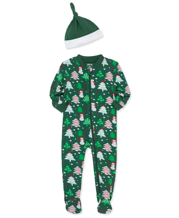 Little Me Snowman Bamboo Zip Front Footie with Hat