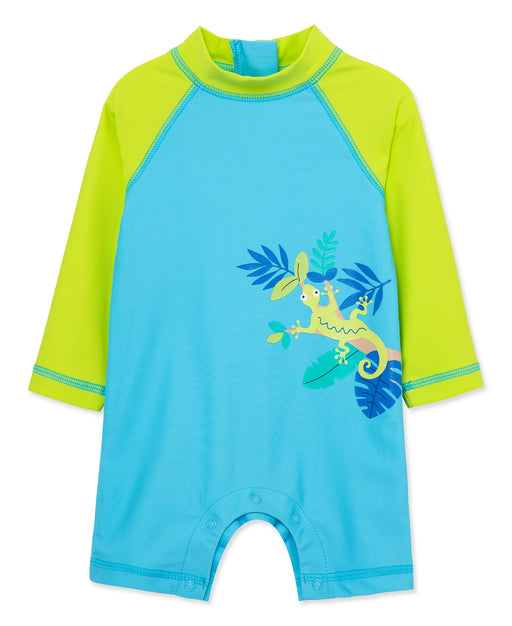 Little Me Blue Gecko Rashguard Swimsuit