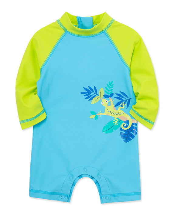 Little Me Blue Gecko Rashguard Swimsuit