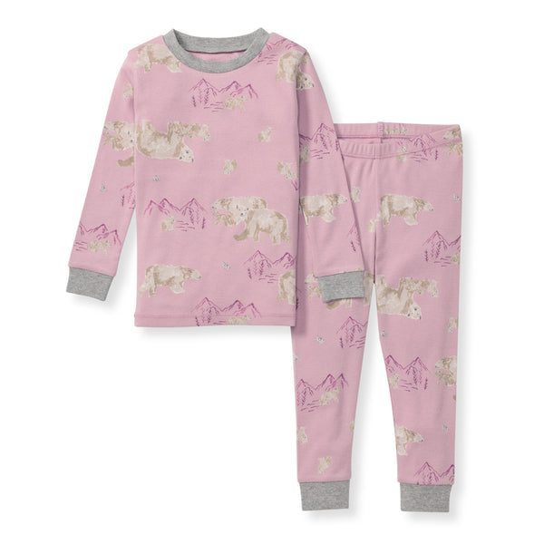 Burt's Bees Polar Mountain 2 Piece Pajama Set Pink