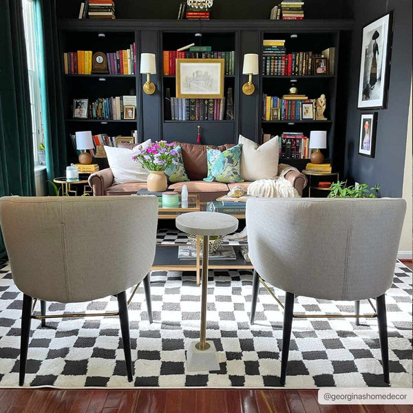 Hauteloom Lajos Black & White Checkered Area Rug