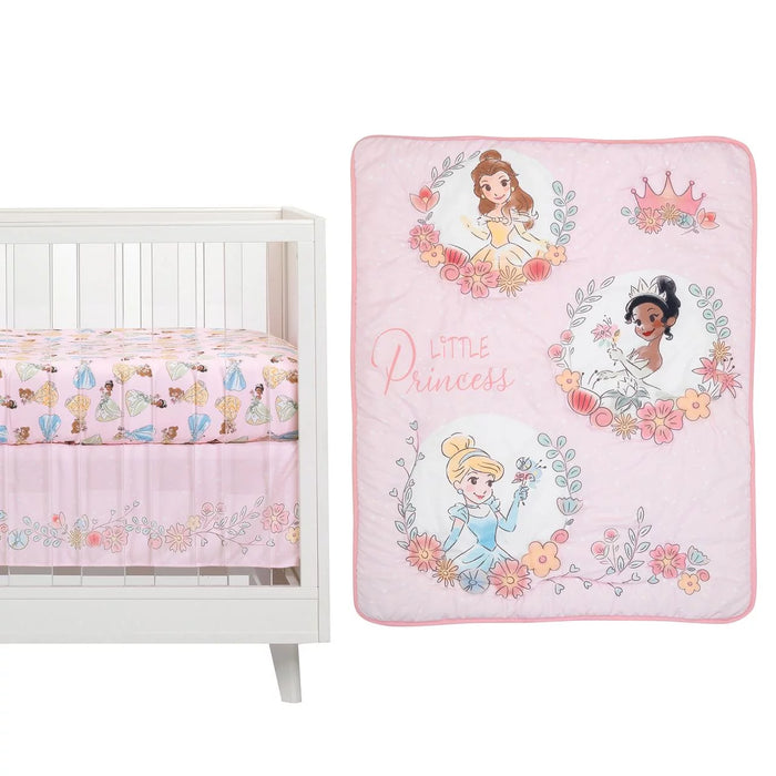 Lambs & Ivy Disney Princesses 3-Piece Nursery Baby Crib Bedding Set - Pink