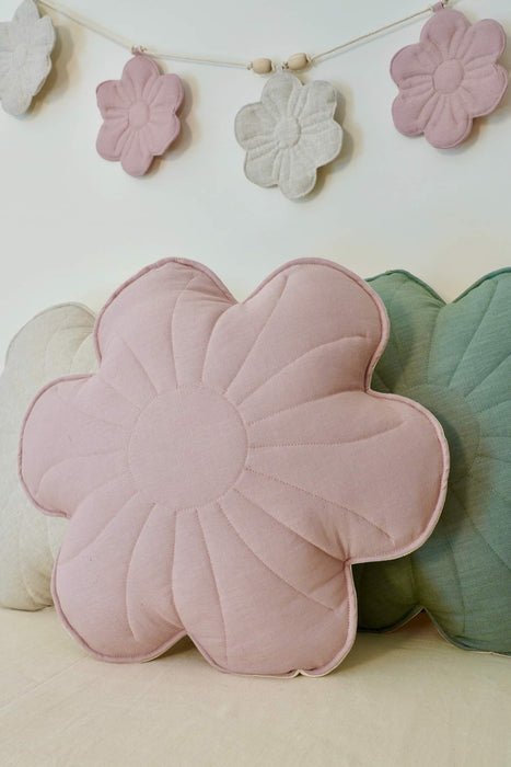 Moi Mili Linen "Powder Rose" Flower Pillow