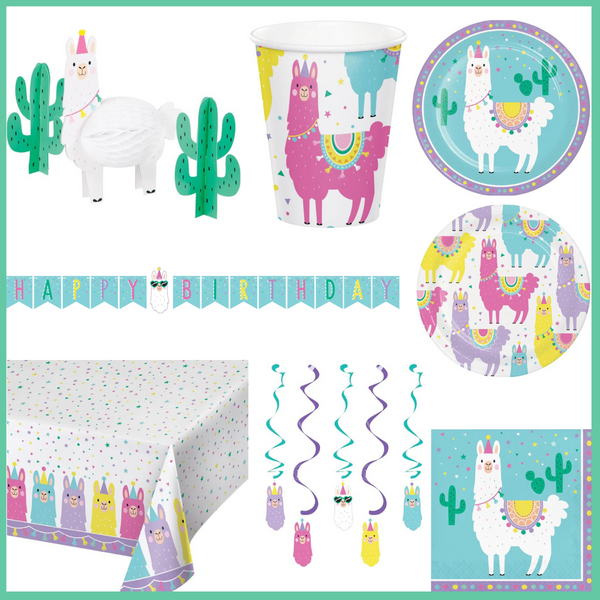 Party Decorations LLama Birthday Party Kit for 8 (48 Total Pieces)