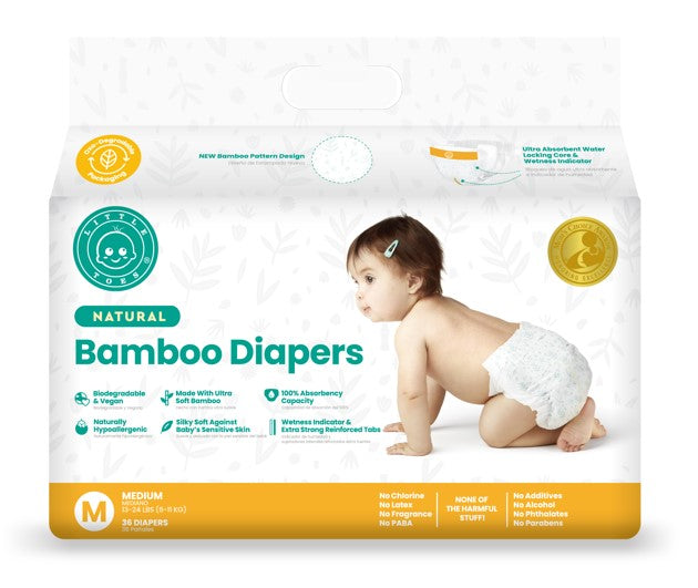 Little Toes Disposable Natural Bamboo Diapers and Pull-Ups | Go Green | 36 Packs