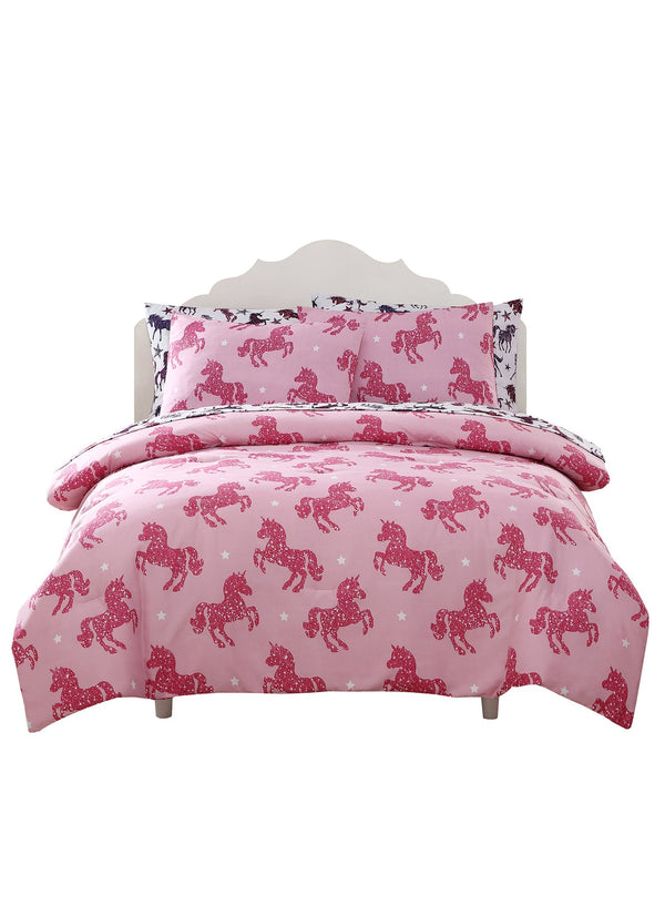 Kute Kids Unicorn Dazzle Pink Toddler Comforter Set