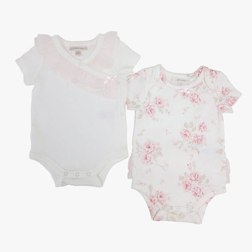 Miniclasix Girls 2 Pack Bodysuit Set in Ivory & Floral Print