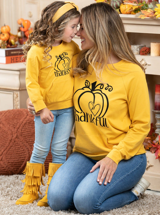 Mia Belle Girls Mommy and Me Thankful Pouch Top