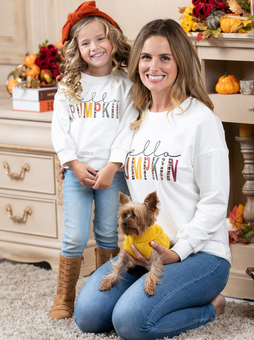 Mia Belle Girls Mommy and Me Hello Pumpkin Long sleeve Top