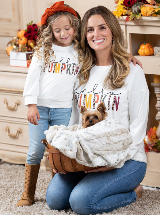 Mia Belle Girls Mommy and Me Hello Pumpkin Long sleeve Top