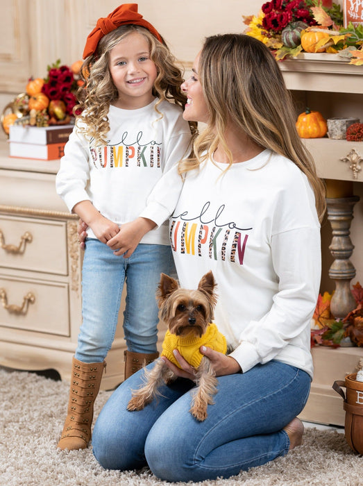 Mia Belle Girls Mommy and Me Hello Pumpkin Long sleeve Top