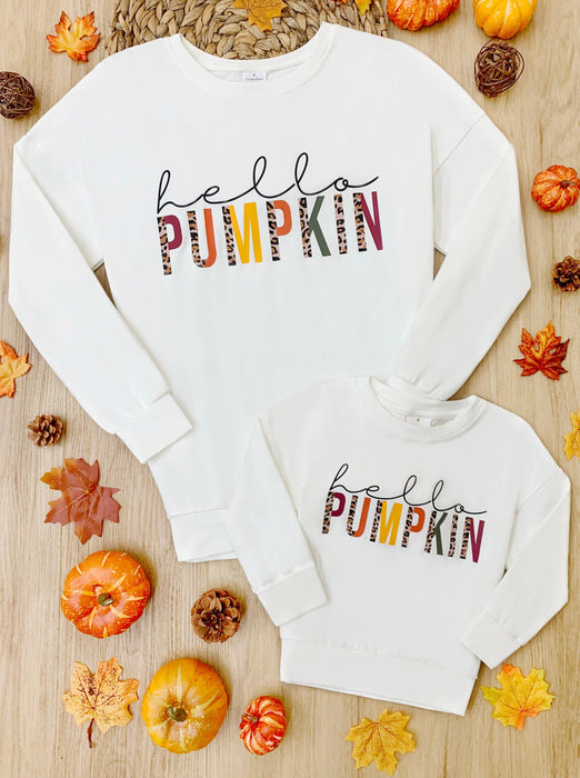 Mia Belle Girls Mommy and Me Hello Pumpkin Long sleeve Top