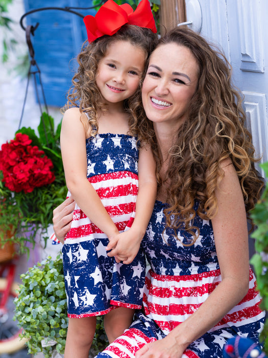 Mia Belle Girls Mommy and Me Oh My Stars and Stripes Smocked Sundress