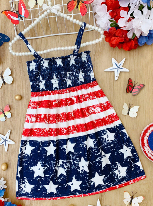 Mia Belle Girls Mommy and Me Oh My Stars and Stripes Smocked Sundress