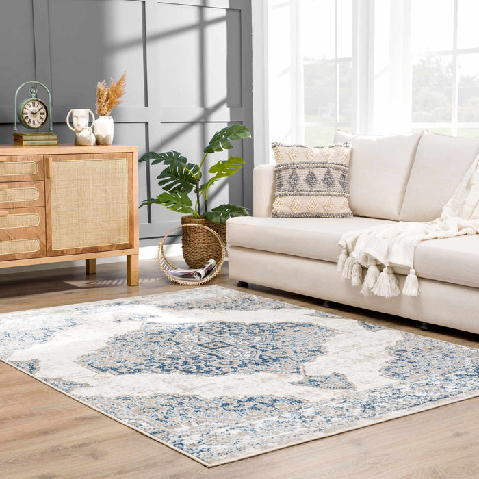 Hauteloom Amir Blue Medallion Area Rug