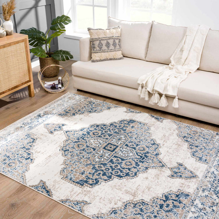 Hauteloom Amir Blue Medallion Area Rug