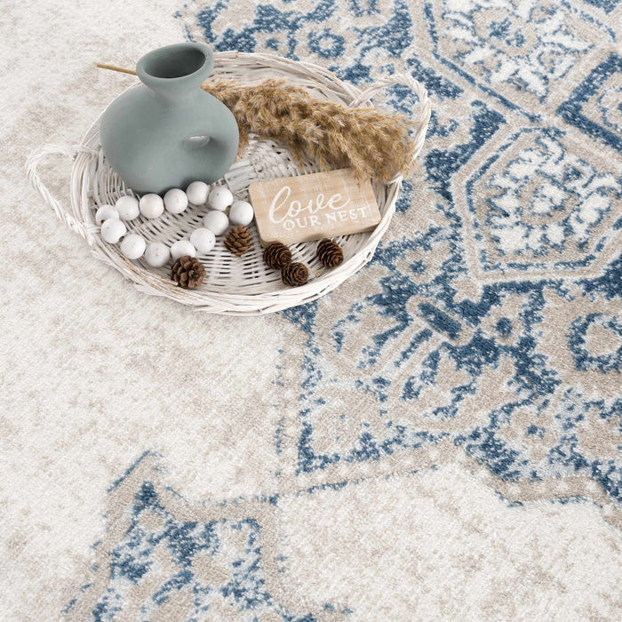 Hauteloom Amir Blue Medallion Area Rug