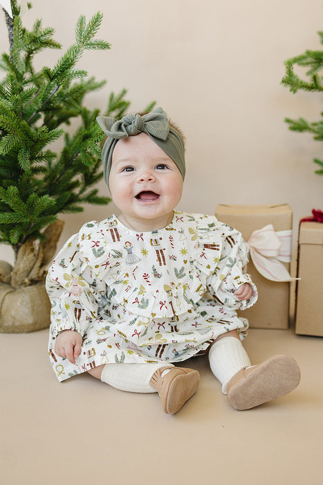 Mebie Baby Nutcracker Long Sleeve Ruffle Dress