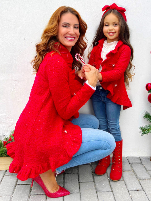 Mia Belle Girls Mommy and Me Classy Duo Blazer Ruffle Cardigan