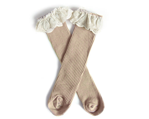 Reverie Threads Lessie High Socks in Beige