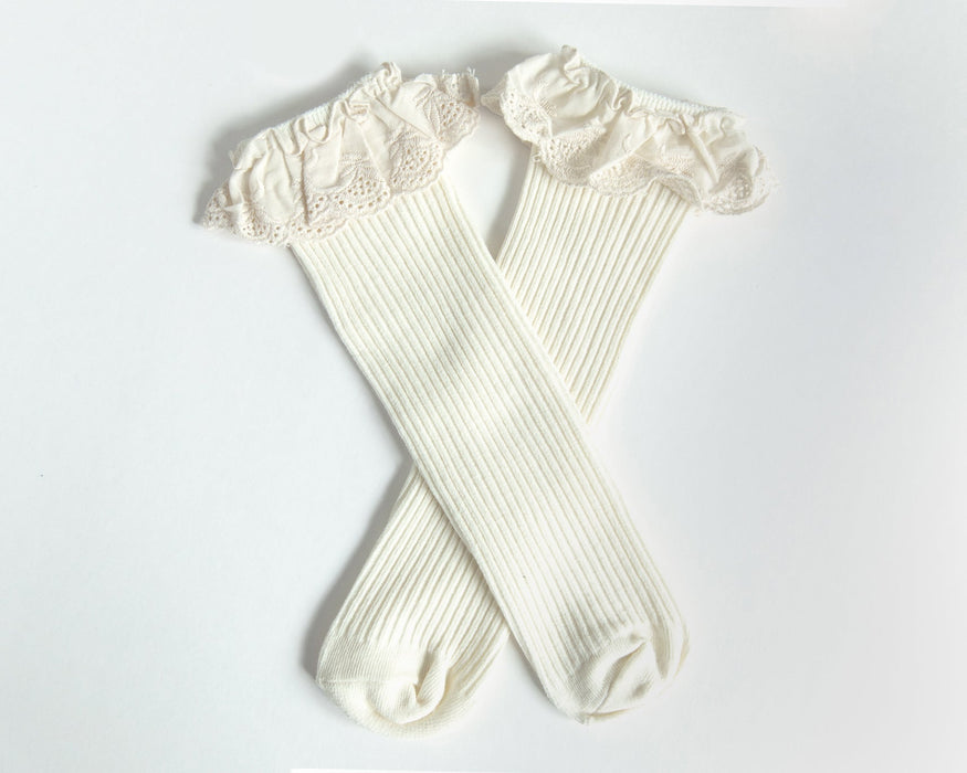 Reverie Threads Lessie High Socks in Ivory