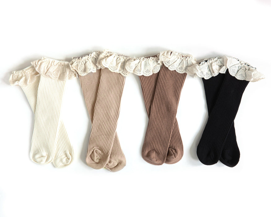 Reverie Threads Lessie High Socks in Beige