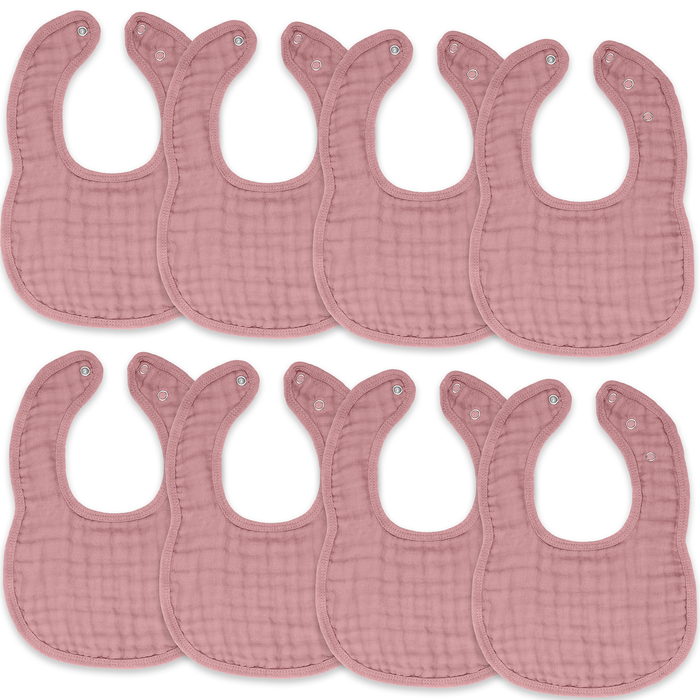 Comfy Cubs Muslin Cotton Baby Bibs - Mauve