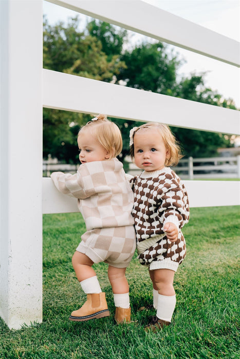 Mebie Baby Brown + Cream Knit Sweater