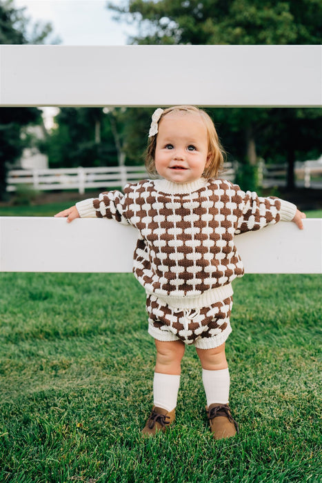 Mebie Baby Brown + Cream Knit Bloomers