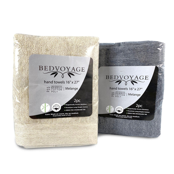 BedVoyage Bamboo Cotton Hand Towel 2 pack from BedVoyage Melange Viscose - Sand