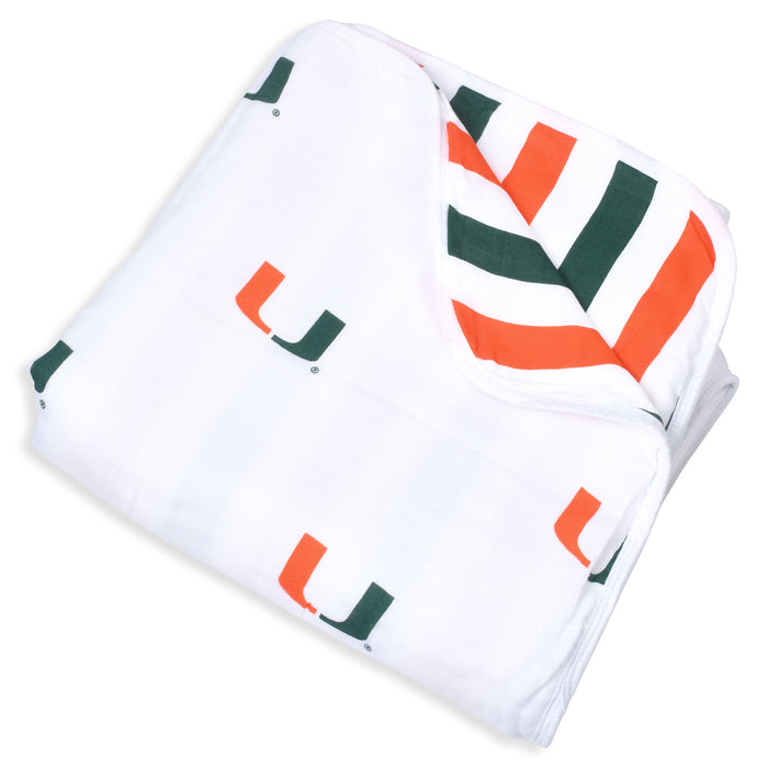 Three Little Anchors University of Miami Muslin Blanket