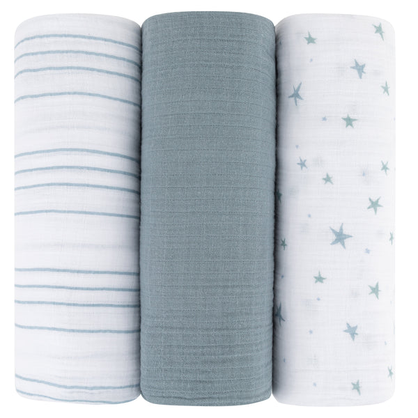 Ely's & Co. 3 Pack Cotton Muslin Swaddle Blanket