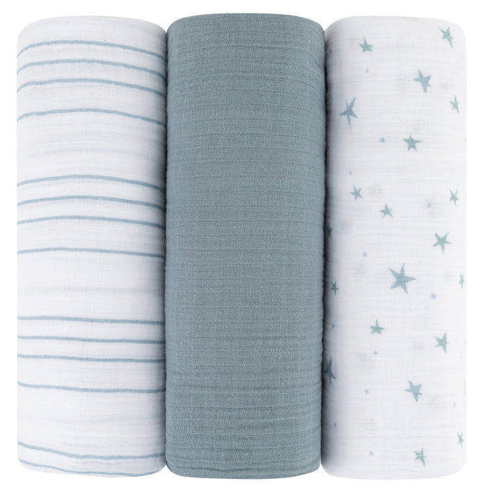 Ely's & Co. 3 Pack Cotton Muslin Swaddle Blanket