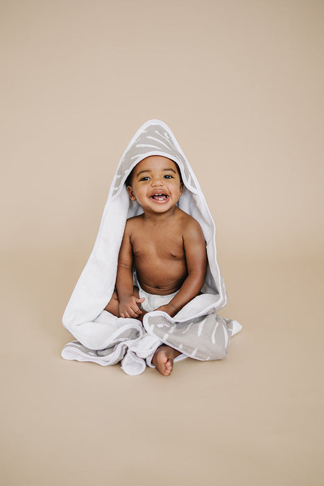 Mebie Baby Grey Dash Muslin Hooded Towel