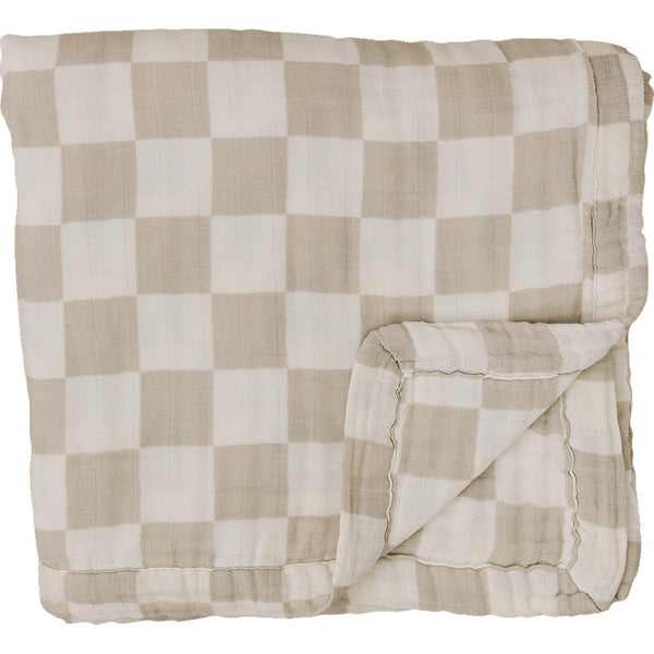 Mebie Baby Taupe Checkered Muslin Quilt