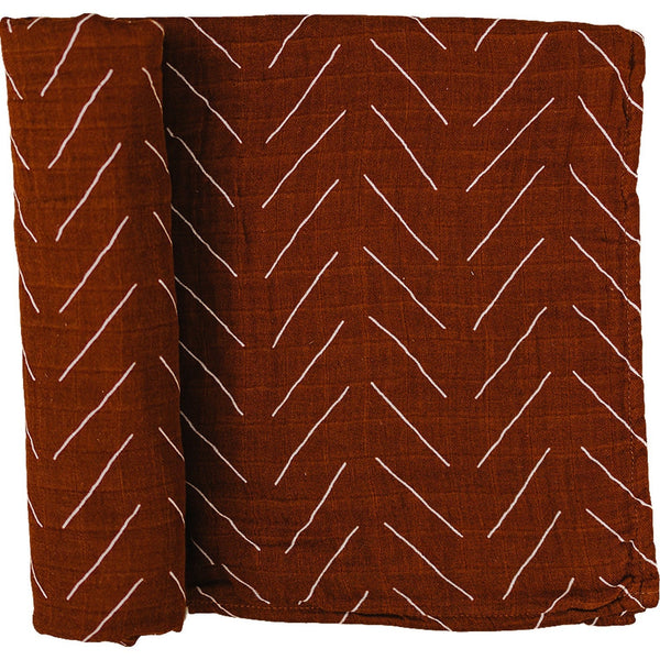 Mebie Baby Rust Mudcloth Muslin Swaddle Blanket