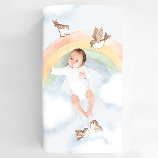 Rookie Humans Rainbow and Birds Standard Size Crib Sheet