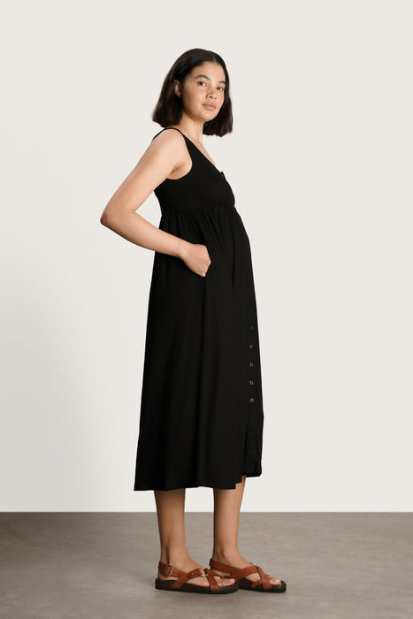 NOM Maternity Ribbed Modal Henley Dress