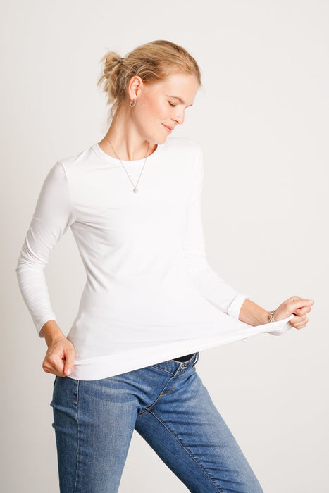 NOM Maternity Liv Long Sleeve Crew Neck Tee