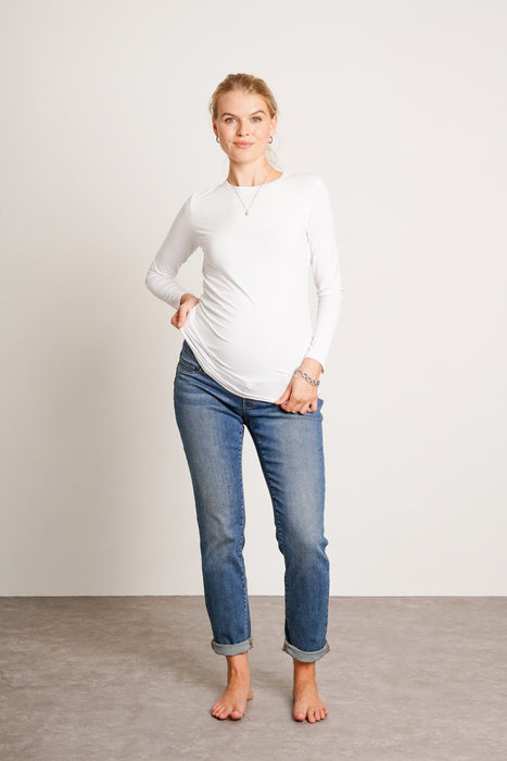 NOM Maternity Liv Long Sleeve Crew Neck Tee