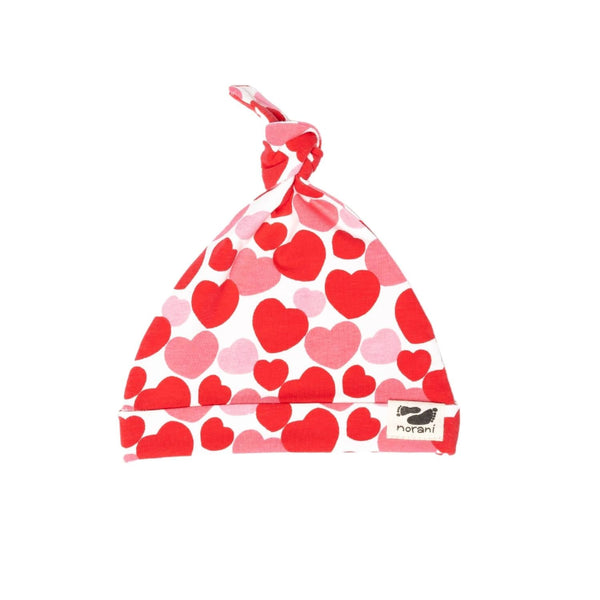 Norani Baby Organic Baby Beanie - Red & Pink Hearts