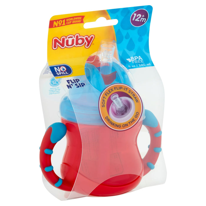 Nuby Two- Handle No-Spill Flip-It Straw 8Oz. Cup